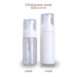 White and clear PET Plastic Foamer Bottle 100ml-150ml With Foaming Soap dispenser
