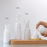 30ml/60ml/80ml PET Plastic Foamer Bottle With Foaming Pump Silicone Brush Head dispenser for cleansing mousse packaging