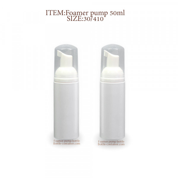 Clear PET Plastic Foamer Bottle 50ml With Pump Travel Size White Mini Dispenser