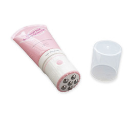 Plastic anti-cellulite massager tube with 6 stainless steel 304 rollerballs vibrating massager head for cosmetic packaging